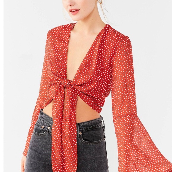 Urban outfitters tie front patterned top - Picture 5 of 5